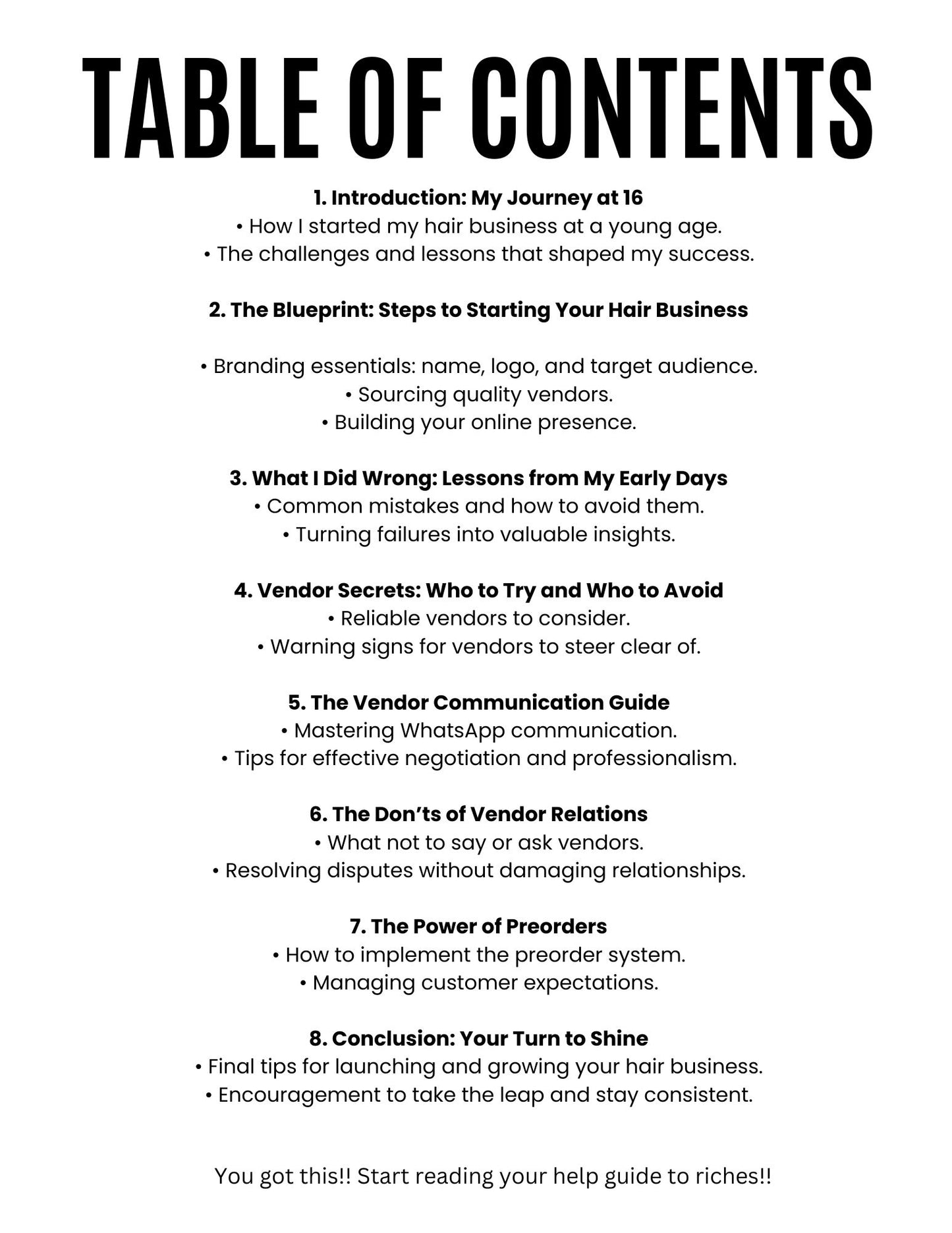 HOW I STARTED MY HAIR BUSINESS EBOOK IN 7 DAYS + VENDORS LIST