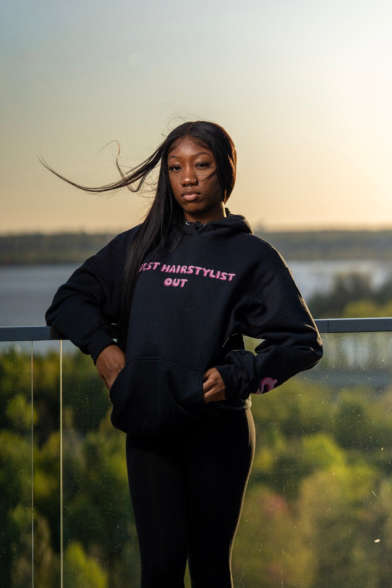 Best Hairstylist Out Pink Bubble Letter Hoodie