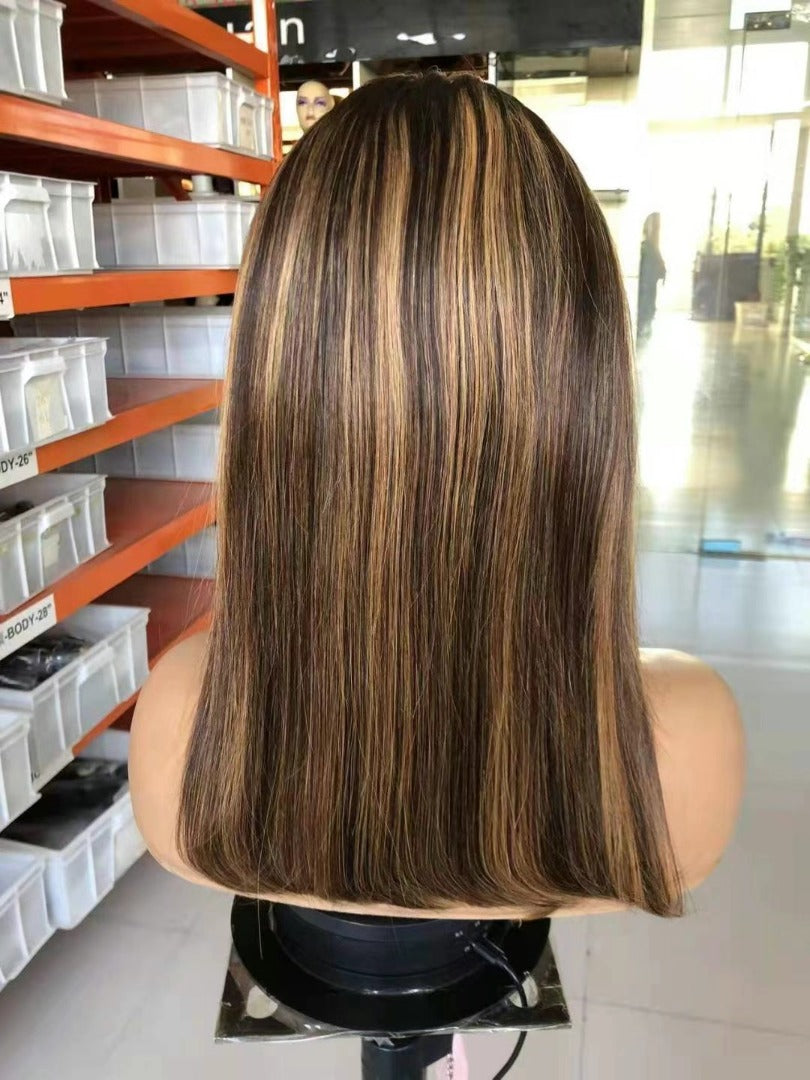 210% Density 4*4 Full Frontal Lace Straight Highlight